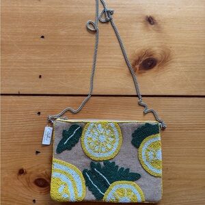 Anthropology Viola Lemon Beaded Crossbody Bag